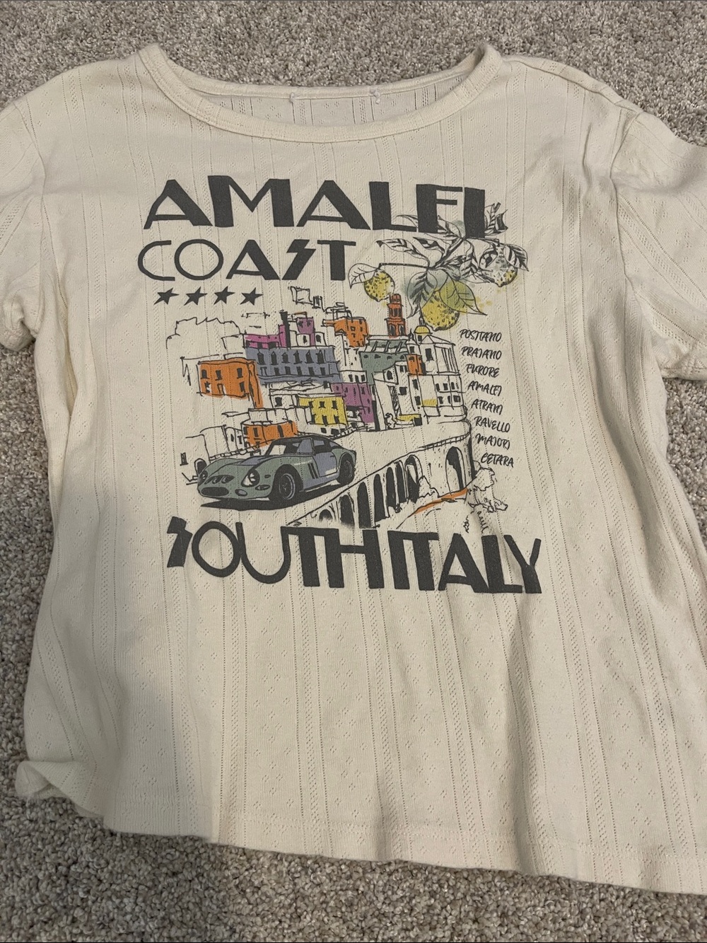 Amalfi Coast South Italy Kids Graphic Tee - Cream